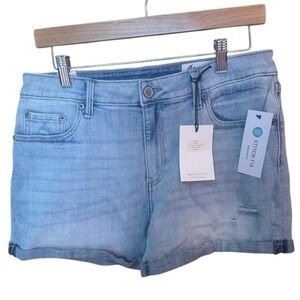 Cosmic Blue Love Riptide Denim Jean Distressed Light Wash Shorts 29 8 NWT